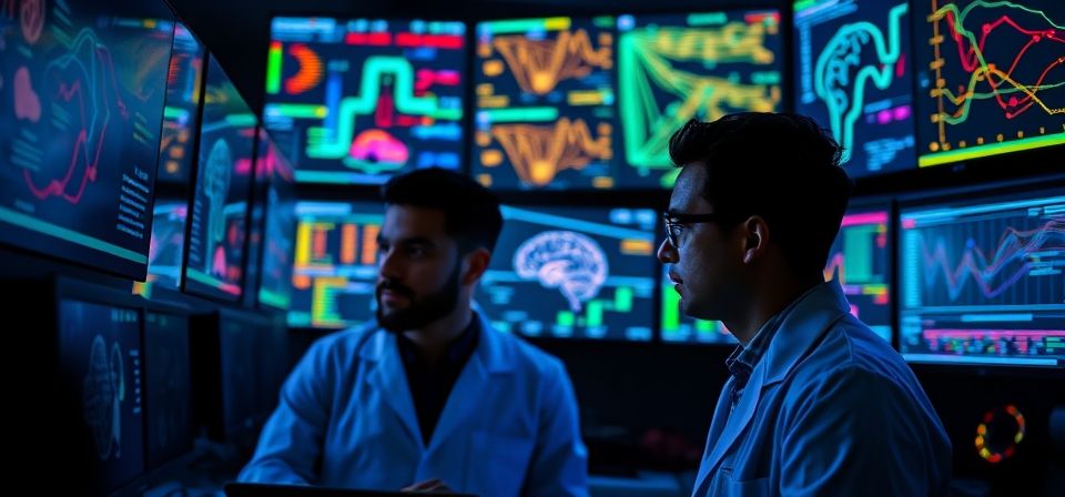 Gráfico de análisis de datos impulsado por inteligencia artificial, mostrando patrones de comportamiento.