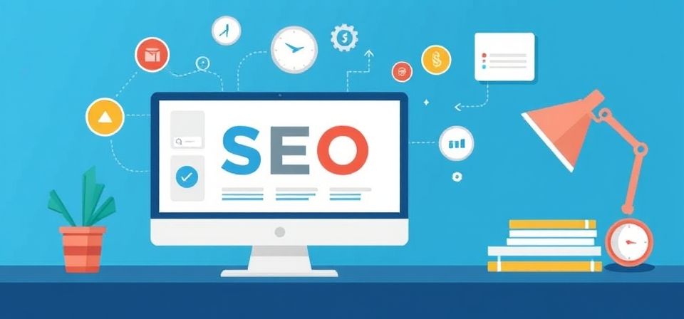 Gráfico de crecimiento SEO con elementos de inteligencia artificial y desarrollo web