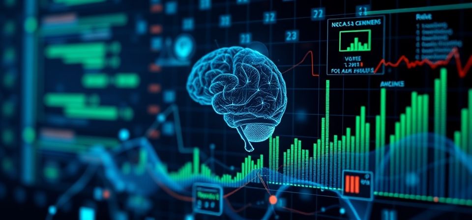 Representación visual de la inteligencia artificial procesando datos para análisis de negocio