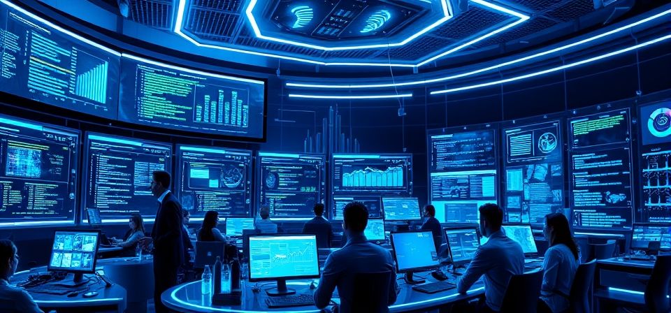 Gráfico de análisis de datos mostrando tendencias y predicciones, representando la inteligencia artificial en la gestión web.