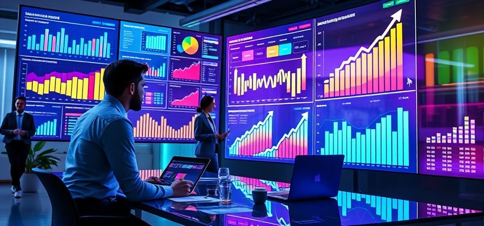 Gráfico de crecimiento de conversiones en un embudo de ventas digital