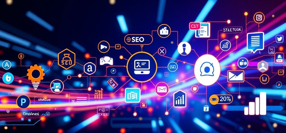 Equipo de marketing digital colaborando en estrategias efectivas