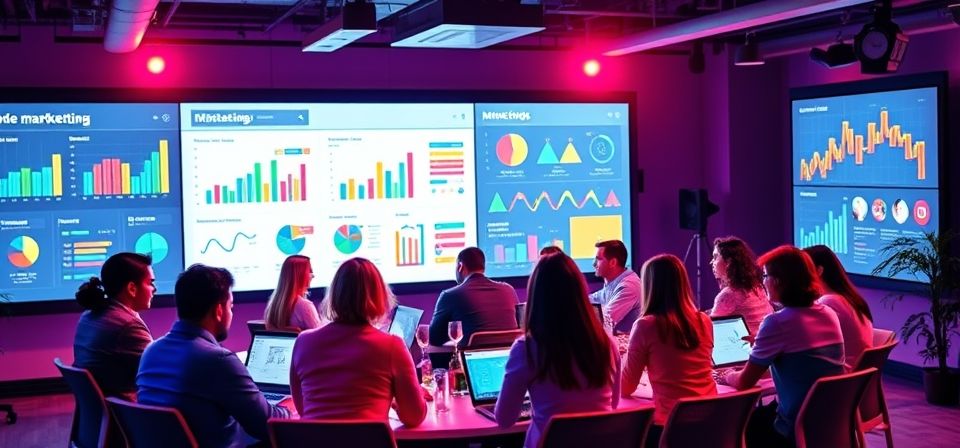 Gráfico de crecimiento de marketing digital con diversas estrategias