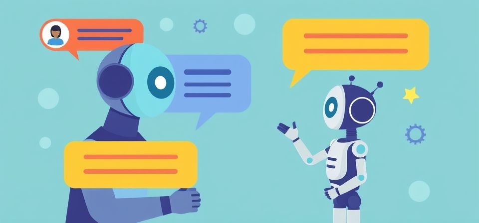 Representación de un chatbot interactuando con un usuario en una página web, mostrando el uso de chatbots en paginas web.