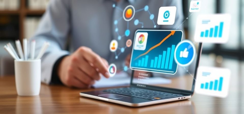Persona interactuando con una interfaz de automatización de marketing digital.
