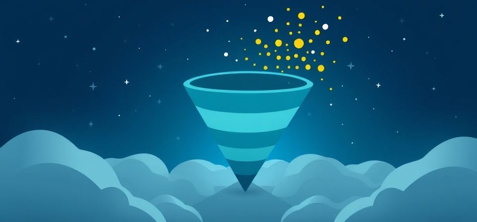 Ilustración de un proceso de nutrición de leads, con elementos como email marketing, IA y chatbots.